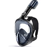 Greatever Full Face Snorkel Mask, Snorkeling Gear for Adults with Latest Dry Top Breathing System and Detachable Camera Mount, Foldable Snorkel Set for Family Snorkeling Trips, Anti-Fog & Anti-Leak