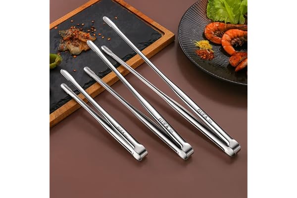 Stainless Steel Grill Tongs Food Clip BBQ Bread Steak Clips Cooking Utensils Non-Slip Kitchen Gadgets, large