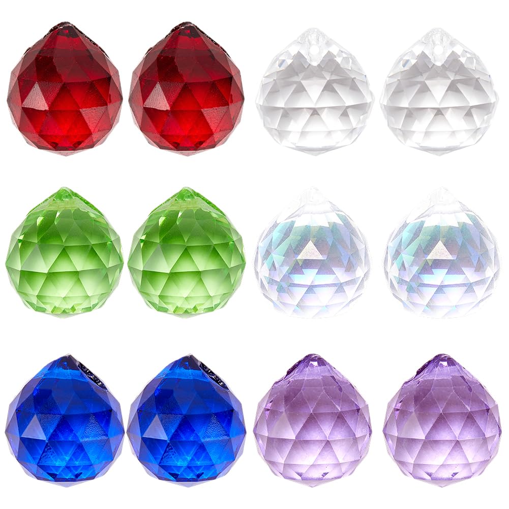SOFPLATE 1 Box 20Pcs Glass Ball Prism Hanging Crystal Ball Prism 20mm Rainbow Transparent Teardrop Crystals Sun Catcher Prisms Pendants for Ceiling Chandelier Suncatcher Feng Shui Windows Garden Decor