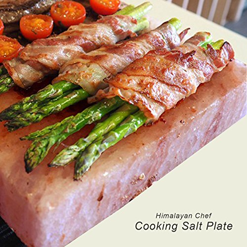 Himalayan Chef Pink Salt Cooking Plate 8" x 12" x 2" Block Cooking Salt Plate & Holder Set
