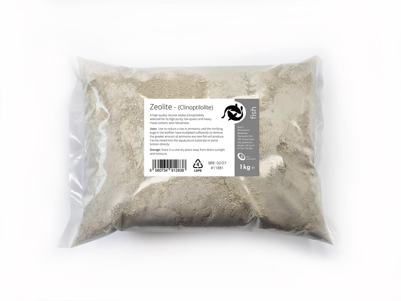 Clinoptilolite Zeolite Powder, 1kg, Ammonia Remover for Aquariums