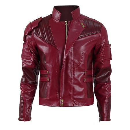 Zhangjianwangluokeji Halloween Herren Langer Jacke Mantel Rote PU Leather Regenmantel Erwachsene Cosplay Fancy Dress Kostüm C