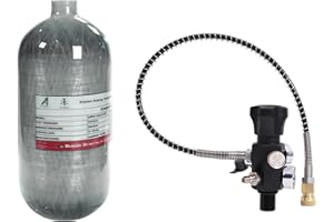 TUXING 2.5L Carbon Fiber Paintball HPA Air Tank,4500psi PCP Air System Dual Gauge Valve 24-inches High Pressure Hose with Double Quick Diconnect