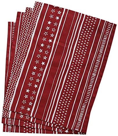 Eco - Friendly & Safe 100% Cotton, Red Stripes Printed Placemats for Thanksgiving, Table, Family Dinners, Kitchen, Restaurant, Dining, Wedding, Banquet, Events, Pack of 4 | Size- 14"X20"