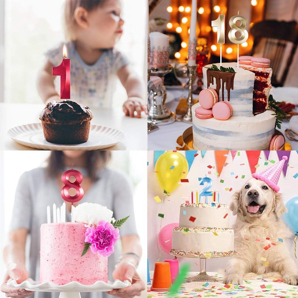 Birthday Candles Extended Big Number Candle Multicolor 3D Design Cake Topper Decoration for Any Celebration(8 Candle Blue): Home Improvement