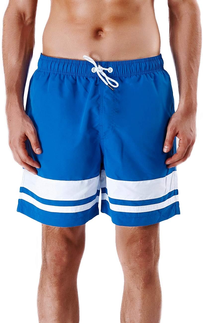Mens Striped Swim Trunks