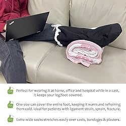 EDWERD Leg Cast Sock Cover for Calf Foot Ankle Toe