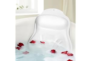 STAROTATESS Silicone Bath Pillows for Tub - Adjustable Firmness Bathtub Pillow for Offering Perfect Head Neck & Back Support, Bath Pillow Cushion for Epsom Salt Soaking – Spa Gifts for Women & Parents, White