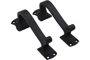 SAKEGA Mystic Colonial 6 5/8 Inch Solid Cast Iron Curved Pull Handle, Set of 2 – Heavy Duty Vintage-Style Door Handles for Gate, Shed, Fence, Window, or Garage – Rustic Farmhouse Hardware