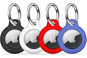 【4 Pack】 MOLOSLEEVE Airtag Holder Air Tag Case with Keychain, Anti-Scratch Airtags Key Chain for Apple Air Tags, Airtag Accessories for GPS Item Finder Tracker, Multicolor