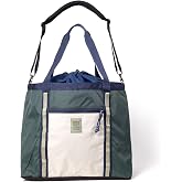Topo Designs Mountain Utility Tote, Grab and Go Bag with Removable Shoulder Strap, Cinch Top, External Zippered Pocket + Daisy Chain for Clip-Ons, Fair Trade Certified (Forest/Bone White)