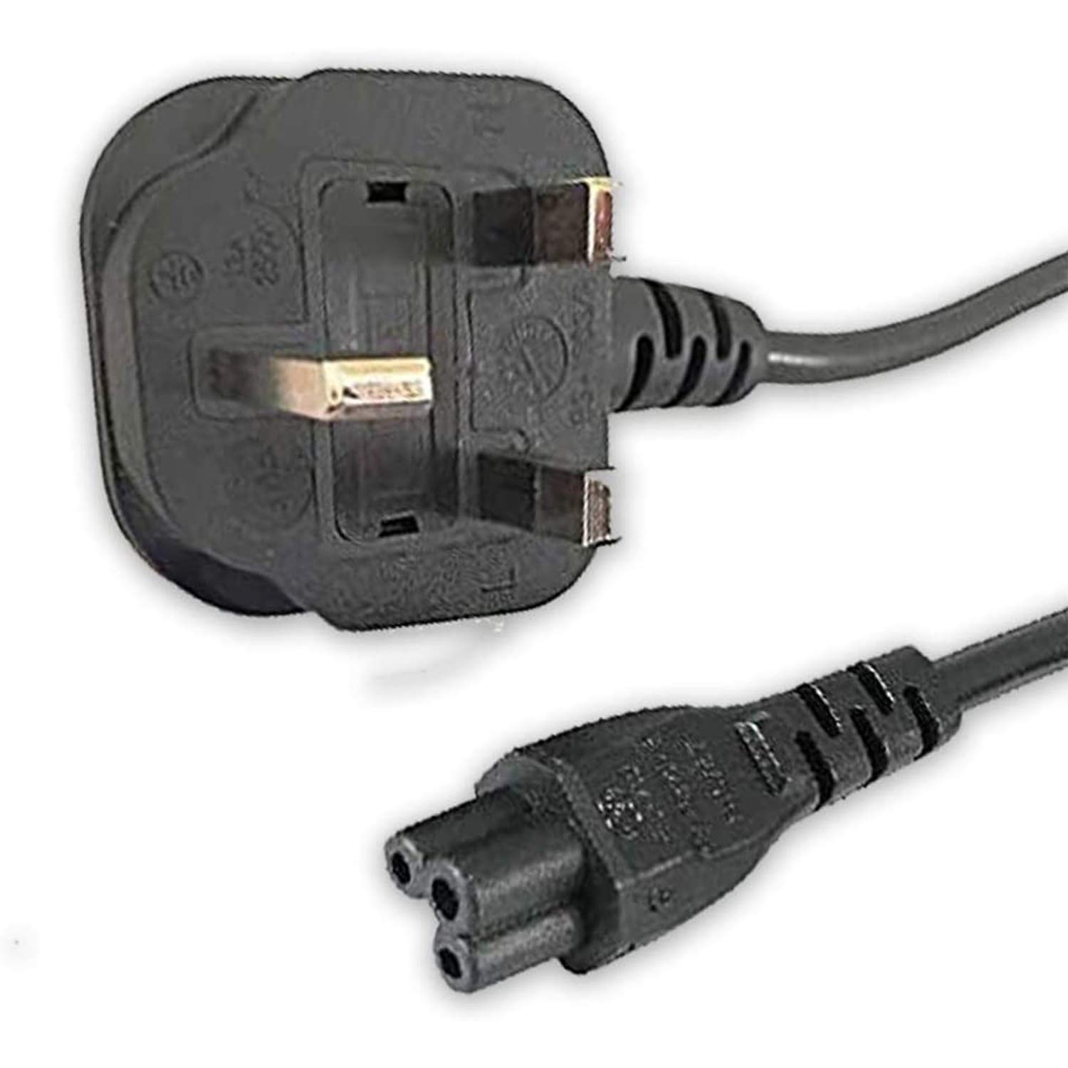 UK Plug to Clover Leaf Mains Power Cable/Lead - IEC C5 H05VV-F 0.75mm² 3G 13A - Works with TV/Printer/PC/Projector and other Appliances - Length: 2M / 6.5 Ft