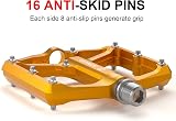 GEWAGE 3 Bearings Flat Pedals 9/16 CNC Aluminum Orange Road Mountain view 3