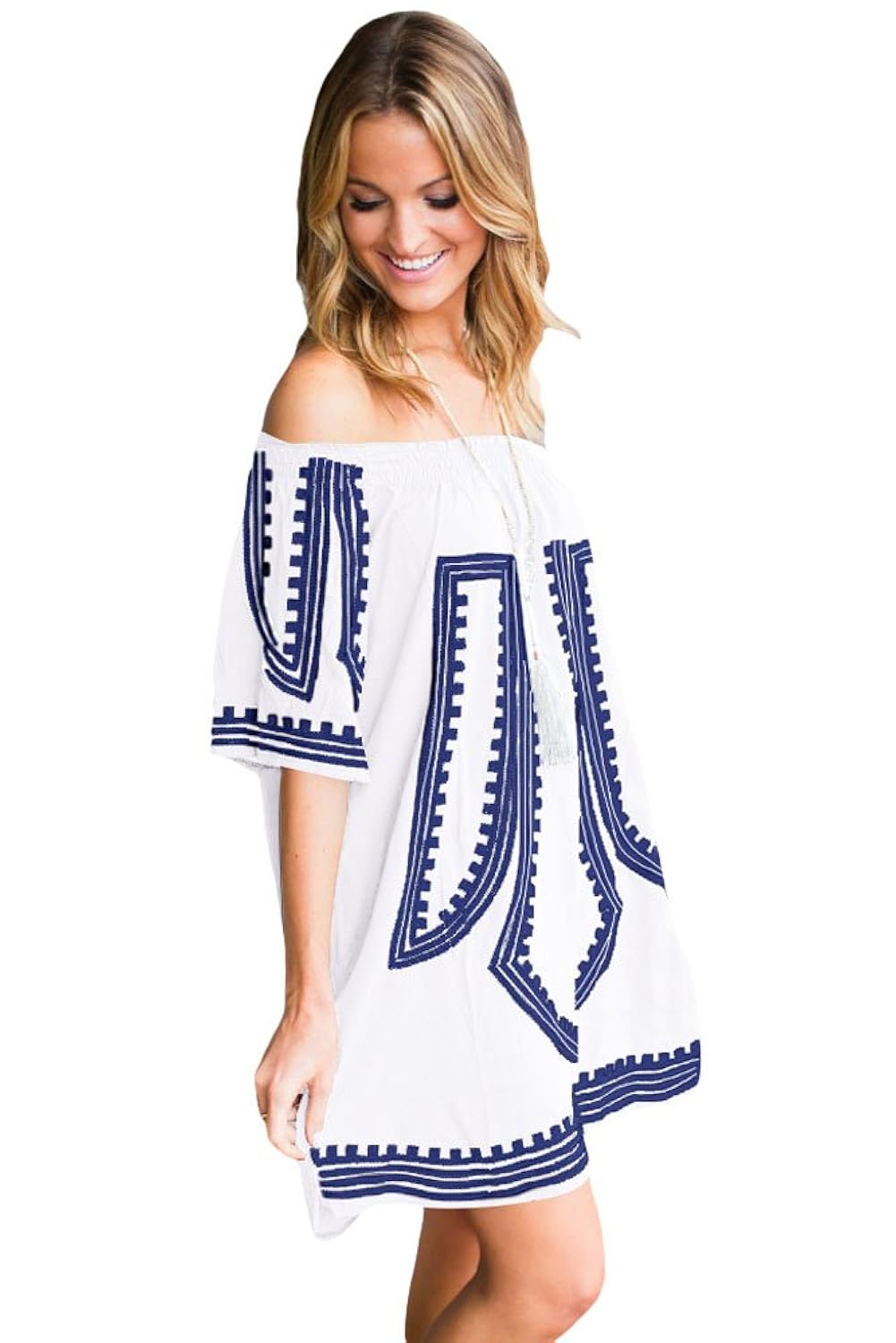 boldgal women's one piece summer printed cover-up (white)