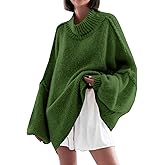 Saodimallsu Womens Oversized Sweaters Mock Neck Batwing Long Sleeve 2026 Fall Trendy Ribbed Knit Casual Tunic Sweater