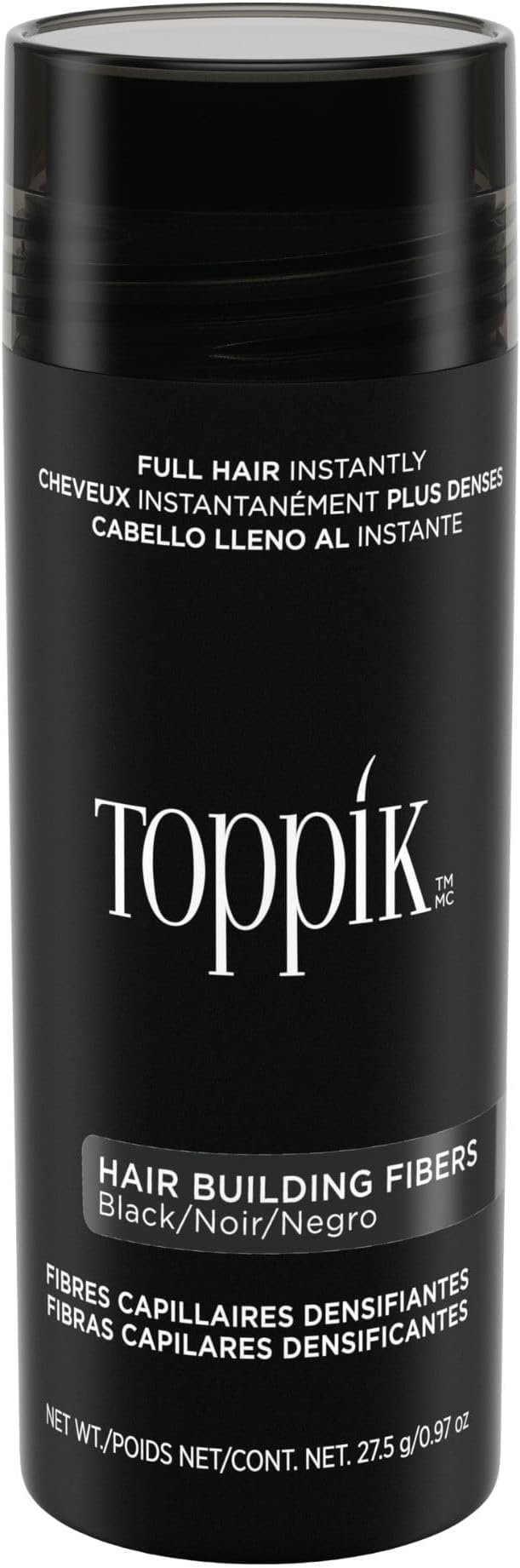 TOPPIK Hair Building Fibers Black 27.5g Bottle for Thicker Hairline Crown Beard