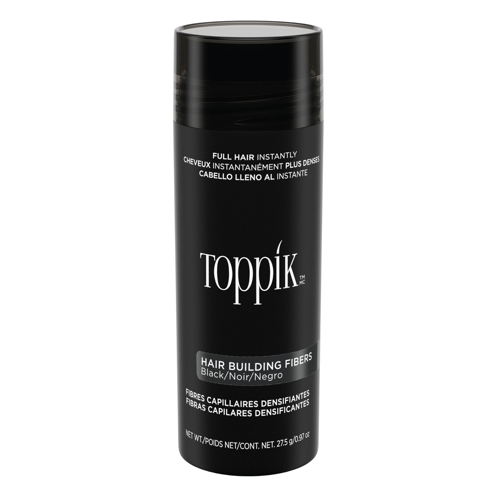 Photo 1 of Toppik Hair Building Fibers, Black, 27.5g Fill In Fine or Thinning Hair, Instantly Thicker, Fuller Looking, 9 Shades for Men & Women, Keratin Protein Formula
