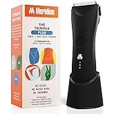 MERIDIAN The Trimmer Plus - Body Hair Trimmer & Waterproof Electric Shaver for Men and Women for Pubic Hair, Chest, Legs & Bikini Line, UBS-C Cable & Charging Dock Included, Onyx