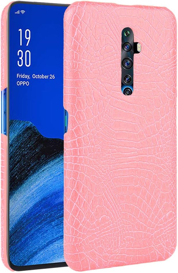 INSOLKIDON Compatible with Oppo Reno 2Z Case PC Hard Back Cover Phone Protective Shell Protection Non-Slip Scratchproof Protective case Leather Hard Shell (Pink)