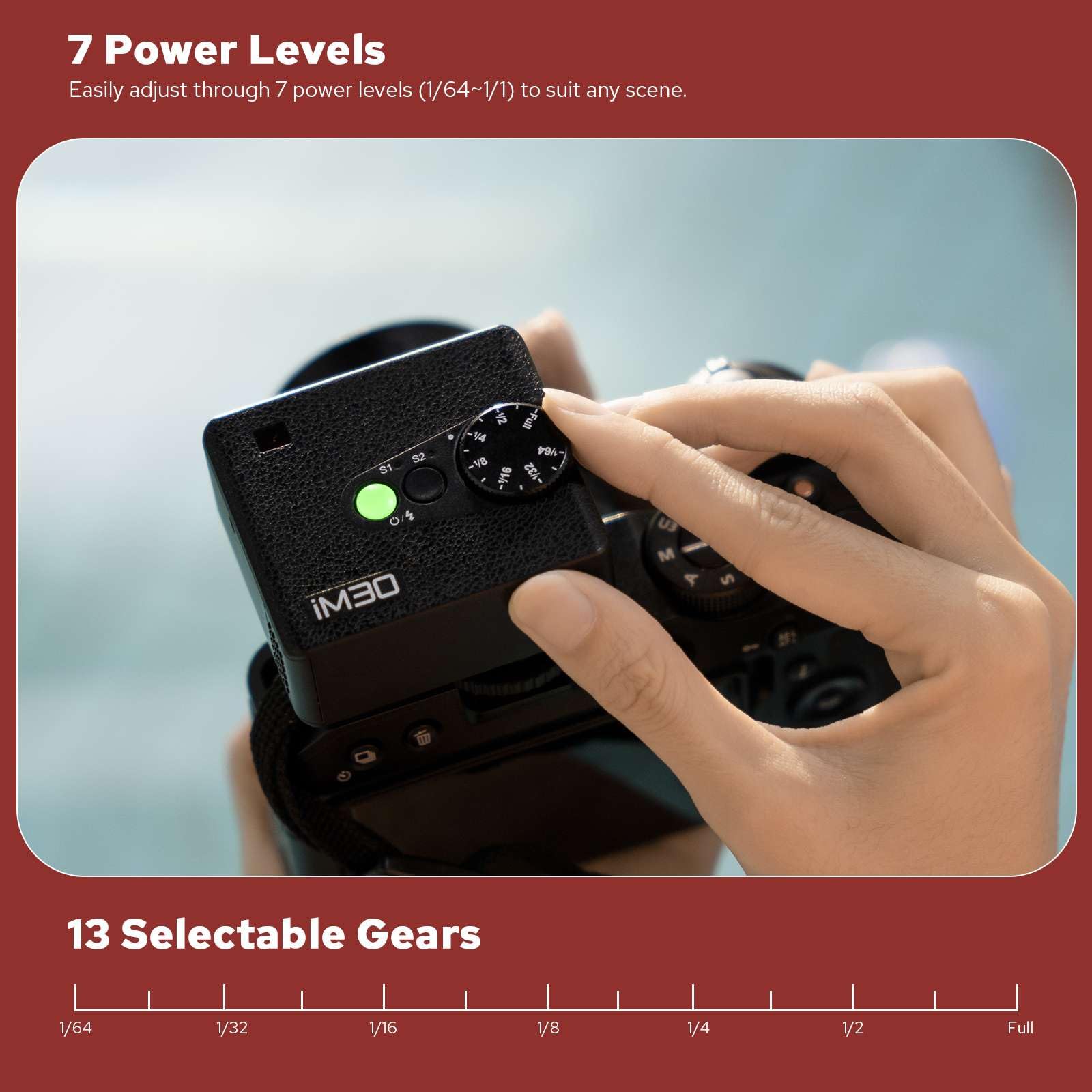 Godox iM30 Mini Kamera Blitz,GN15 mit 7-Stufen Flash Power,CCT 6500K±200K mit S1/S2 optischer Steuerung für Canon/Sony/Fuji/Nikon/Panasonic/Olympus, für Kameras mit Single-Contact Hotshoe 5