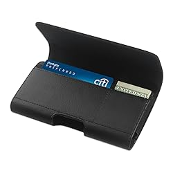 Horizontal Black Leather Wallet Case with Extra