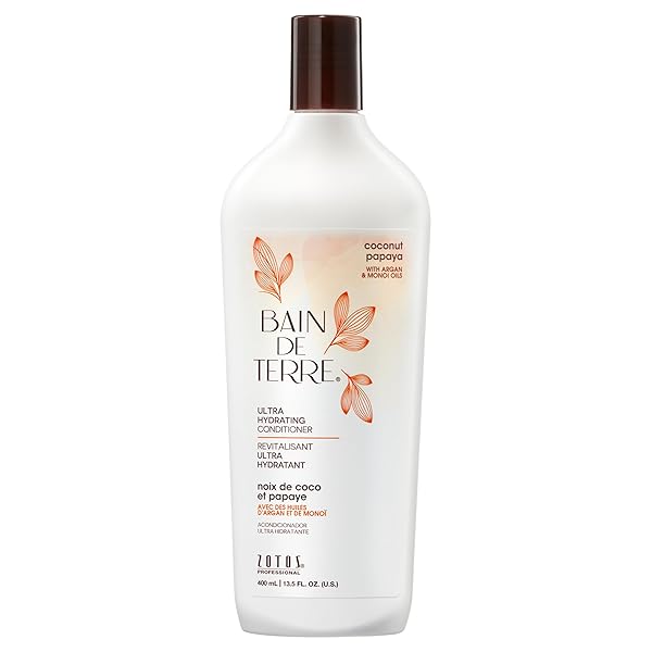 BAIN DE TERRE COCONUT PAPAYA ULTRA HYDRATING CONDITIONER, MOISTURE QUENCH FOR DRY, DAMAGED HAIR, WITH ARGAN & MONOI OILS, PARABEN-FREE, COLOR-SAFE, VEGAN, 13.5 FL OZ
