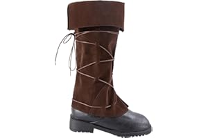QCHENGSAN Renaissance Pirate Costume Men Women Boot Covers,Medieval Steampunk Boots Cover,Pirate Accessories Shoe Covers for Halloween Costumes,Viking Warrior Knight Cosplay Boots Armor Leg Gaiters