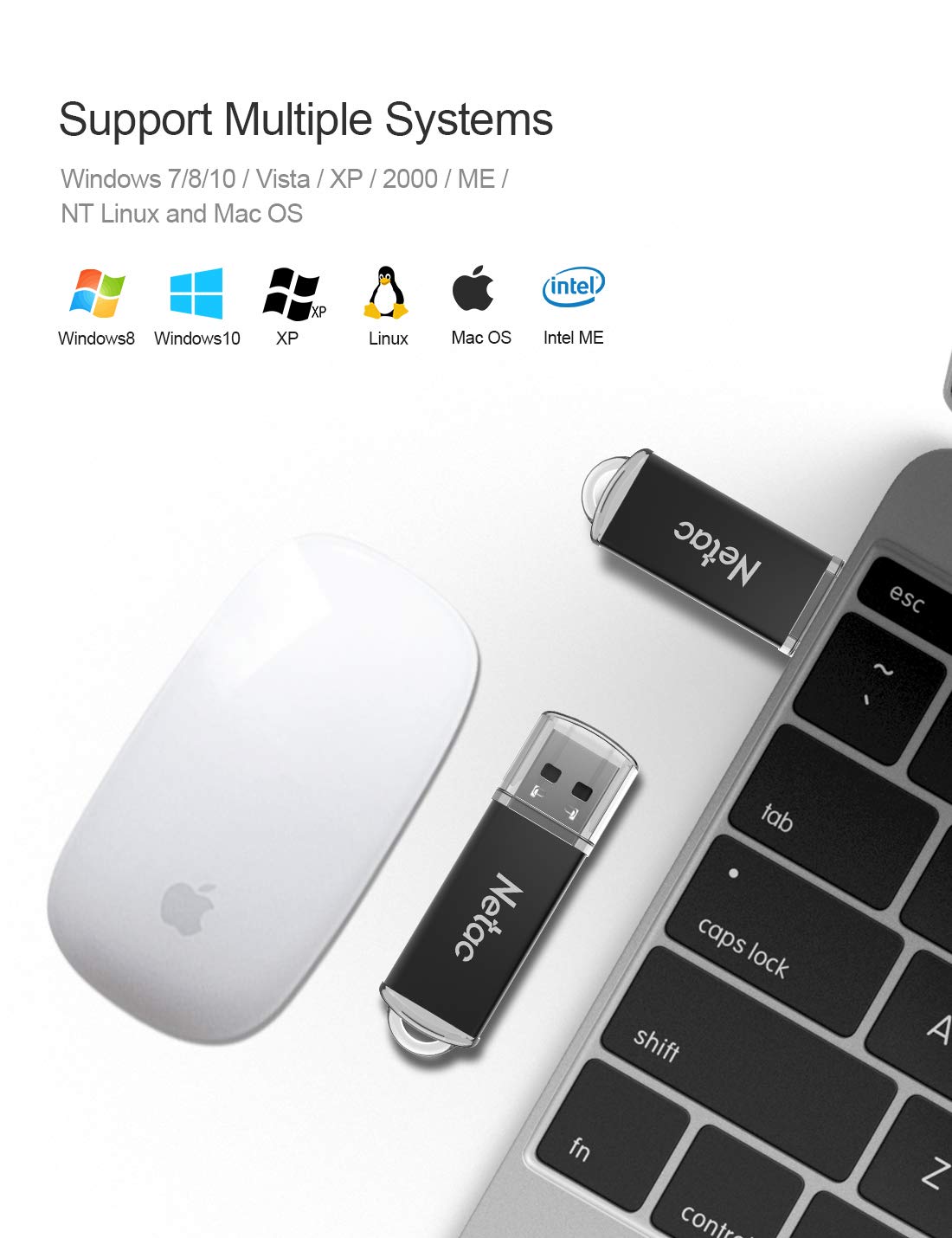 Netac USB Flash Drive 8GB x 10 - USB 2.0 Interface Digital, Thumb Drive with Indicative Light, Compatible with Computer/Laptop/External Memory Storage, Stick Jump Drive for Photo/Video Backup - G358