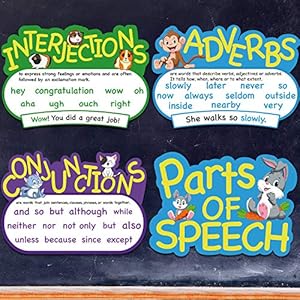 Outus 10 Pcs Parts of Speech Poster Grammar Poster Educational Grammar Cutouts Bulletin Board Set for Classroom Teachers Elementary Homeschool Essentials, 16.5 x 11.5 Inches (Bright Color,Animal) - Image 5