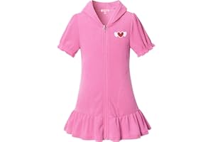 QPANCY Girls Hooded Zip Terry Coverups Swim Beach Cover-Up Cotton Summer Short Sleeve