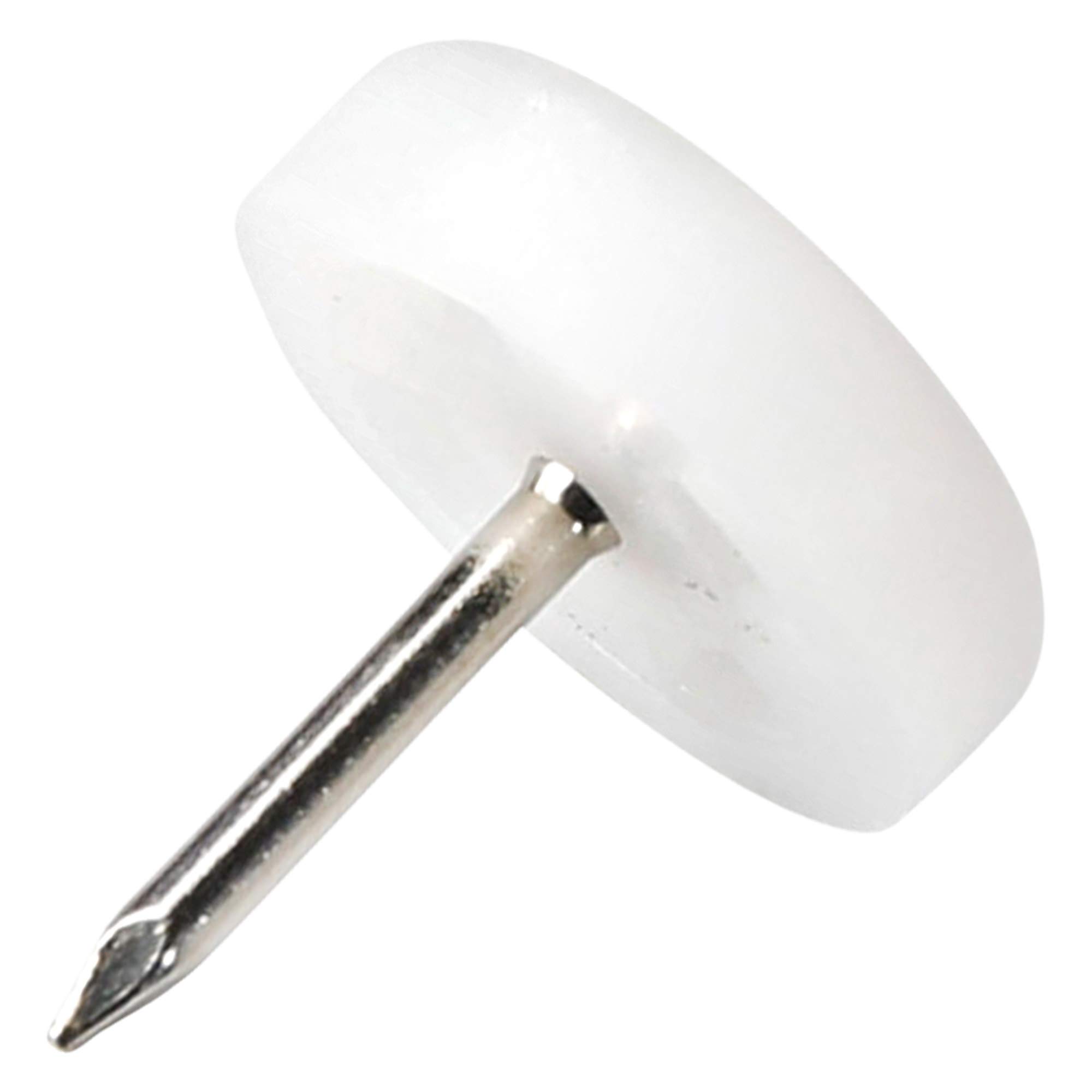 Adsamm® / 4 x Glides in plastic with nail | Ø 0,71'' (Ø 18 mm) | white | round | Premium quality furniture sliders with nail by Adsamm®