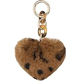uxcell Heart Plush Keychain, Artificial Rabbit Hair Faux Fur Pompom Fluffy Bag Charm for Car Keyring