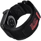 Nereides Compatible with Apple Watch Series 11 Band Series 10/9/8/7/6/5/4/SE/SE2, Nylon Sports Strap with Woven Design for 42mm/40mm/41mm/38mm (L, Black)