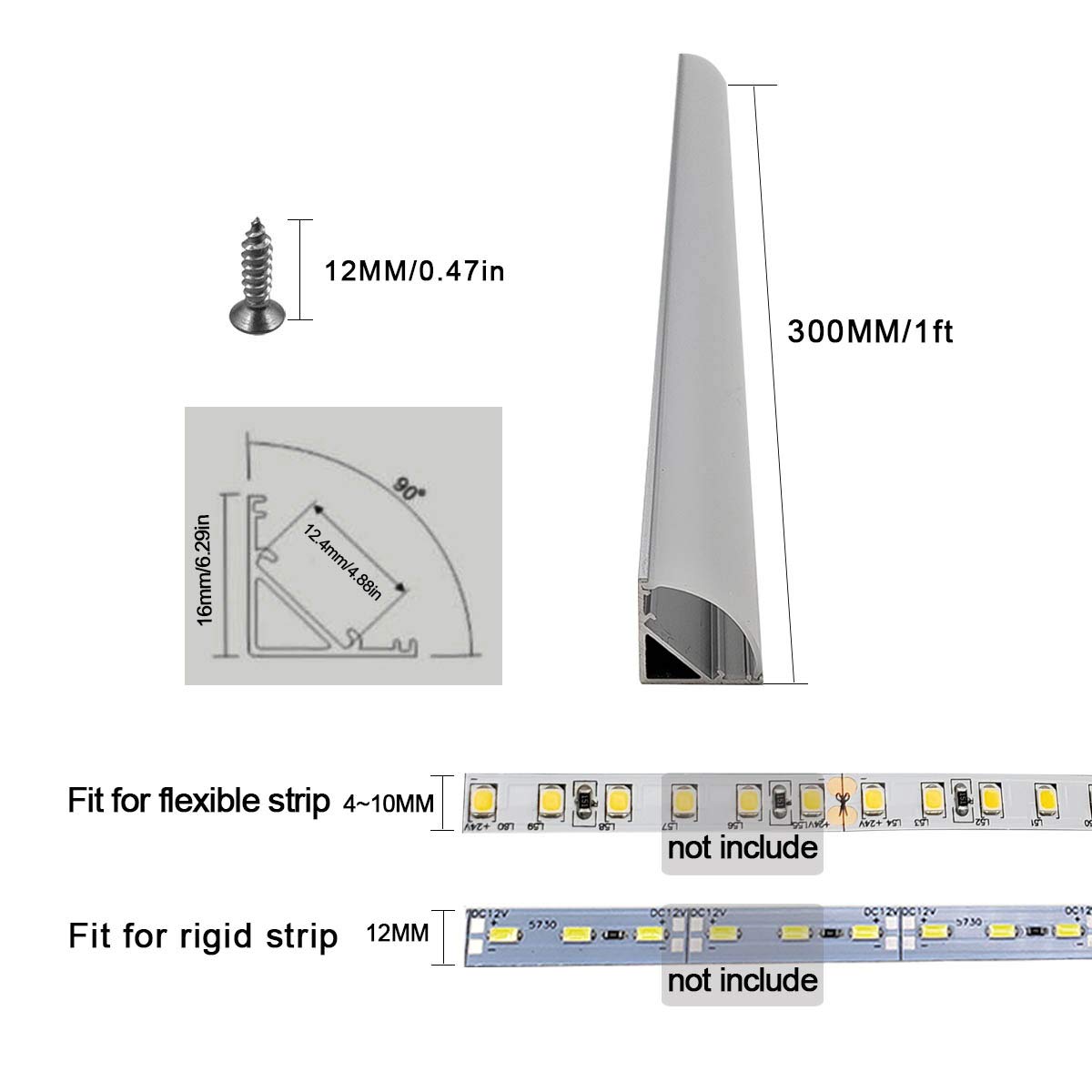 Mua HAMRVL 6-Pack 1ft/30cm 16x16mm Led Aluminum Channel System with ...