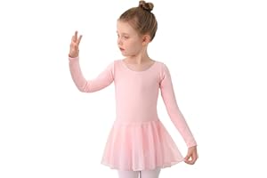 MdnMd Toddler Girls Long Sleeve Ballet Leotards Dresses Dance Skirt Ballerina Tutu Outfits