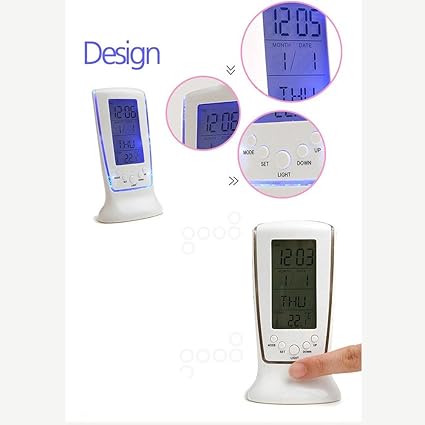 Rich N Royal 510 Digital Alarm Temperature Calender Table Desk Clock with LCD Display and Back Light