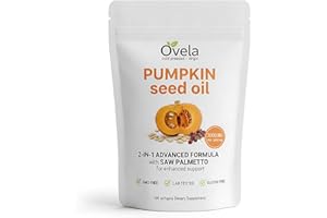 ALBIKYU Ovela Pumpkin Seed Oil Capsules, Pumpkin Seed Oil 2 in 1 with Saw Palmetto, Cold Pressed & Natural Supplement, Hair Growth, Skin Care - Non-GMO, Gluten - Free 180 Softgels(1pcs)