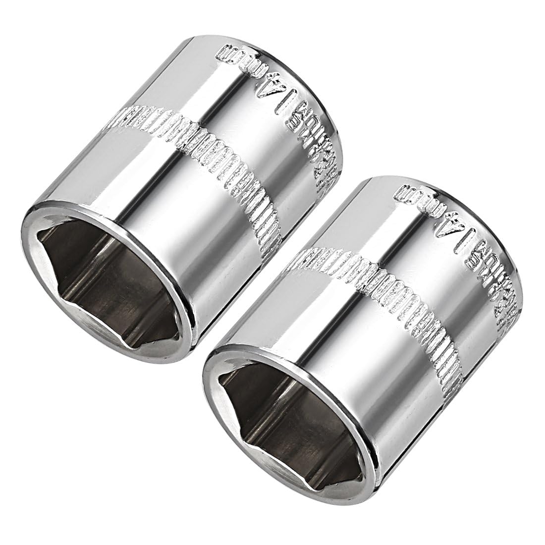 TOP-VIGOR 2Pcs 1/4-Inch Drive 14mm 6-Point Shallow Socket, Metric, Cr-V Drive Socket for Auto Repairing and Household