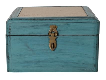 Contrast Living Wooden Hand Painted Vintage Decorative Box(Size 15X15X9 Cms)