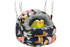 Reshiho Bird Nest House Winter Warm Bird Bed Hanging Hammock Snuggle Hut for Parakeets Budgies Cockatiels Conures Quaker Parrot (Small, Black)