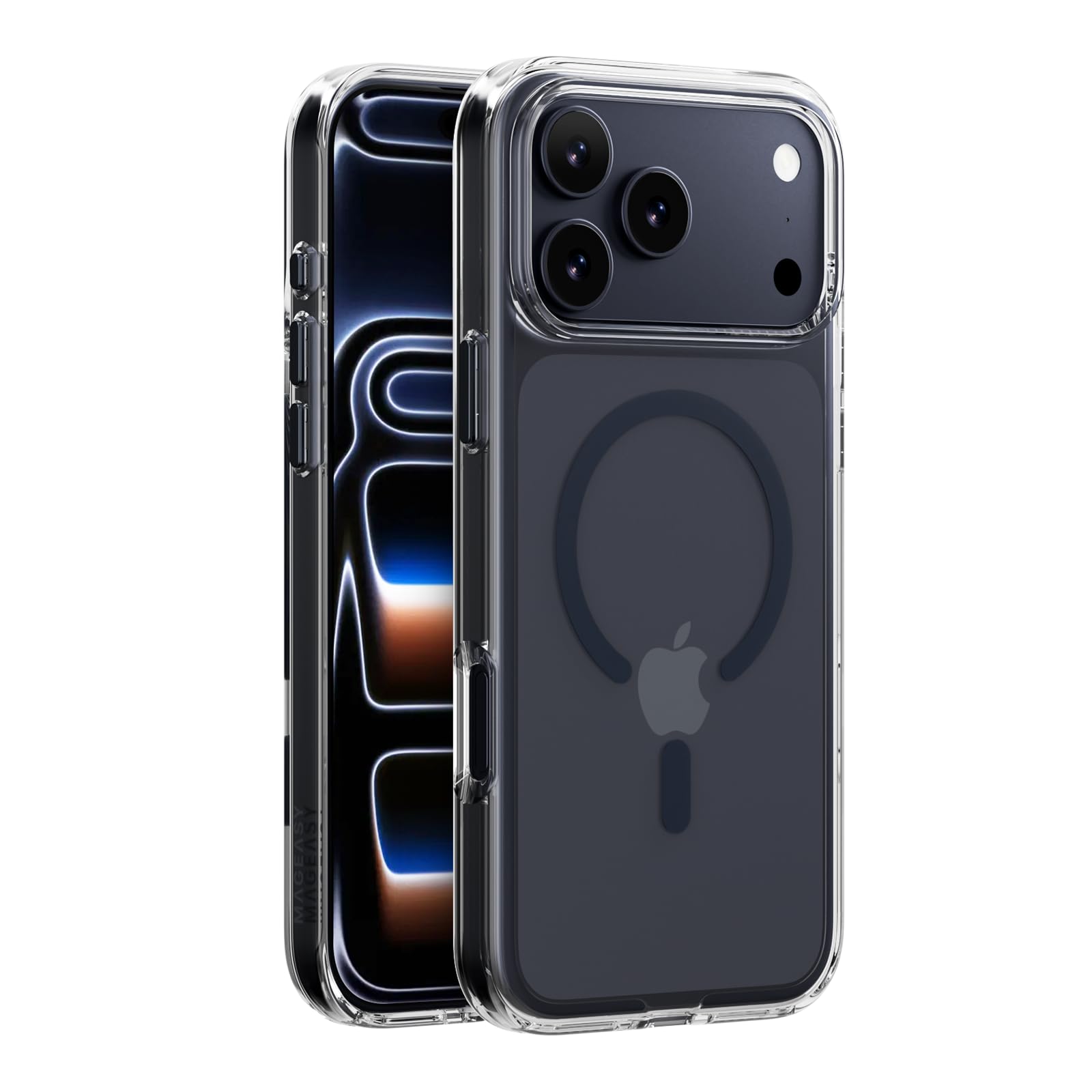 Photo 1 of MAGEASY Compatible with iPhone 17 Pro Max 6.9" Clear Case - Crystal Clear, Never Yellow, 16ft Drop Protection, Compatible with Mag Safe - Bright M (Midnight Ring)