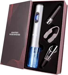 Korkenzieher Elektrisch, BFULL Kabelloser Elektrischer Korkenzieher, Inklusive automatischem Weinöffner, Vakuumstopfen, Folienschneider, Weinbelüfter-Ausgießer für Partys, Dates, 4-in-1-Geschenkset