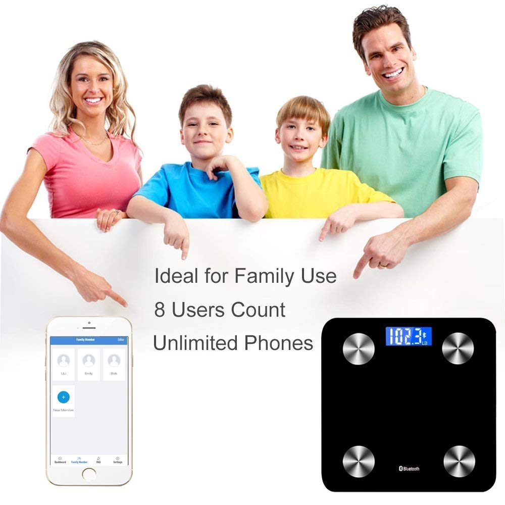 Scales Digital Weight,Bluetooth Scales Digital Weight and Body Fat Composition Analyzer Health Monitor with iOS and Android App,Smart Scales Digital Weight and Body Fat for People