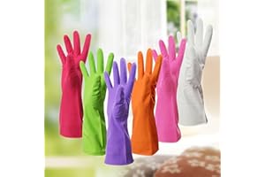 2 Pairs Household Cleaning Gloves Reusable Waterproof Dish Washing Rubber Gloves for Kitchen & Bathroom Cleaning (Large 12.2i