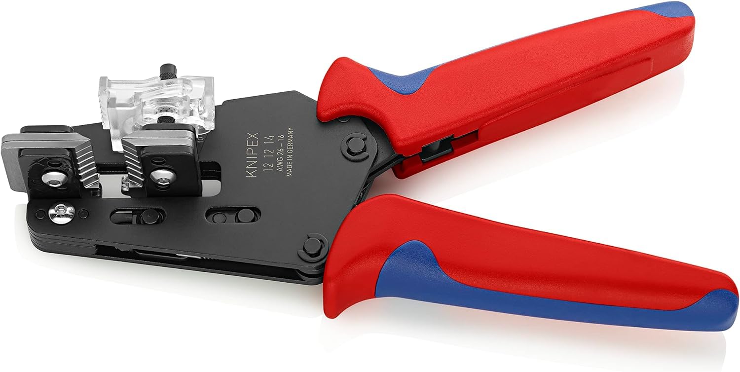 KNIPEX Precision Insulation Stripper with Adapted Blades with Multi-Component Handles 195 mm, 12 12 14