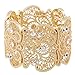 D EXCEED Vintage Metal Lace Pattern Etched Filigree Crystal Stretch Bangle Bracelet for Women 7
