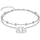 LINGBG JEWELRY Anklet for Women S925 Sterling Silver Adjustable Foot Charm Ankle Bracelet Anklets Jewelry 9.5-10.5 Inches