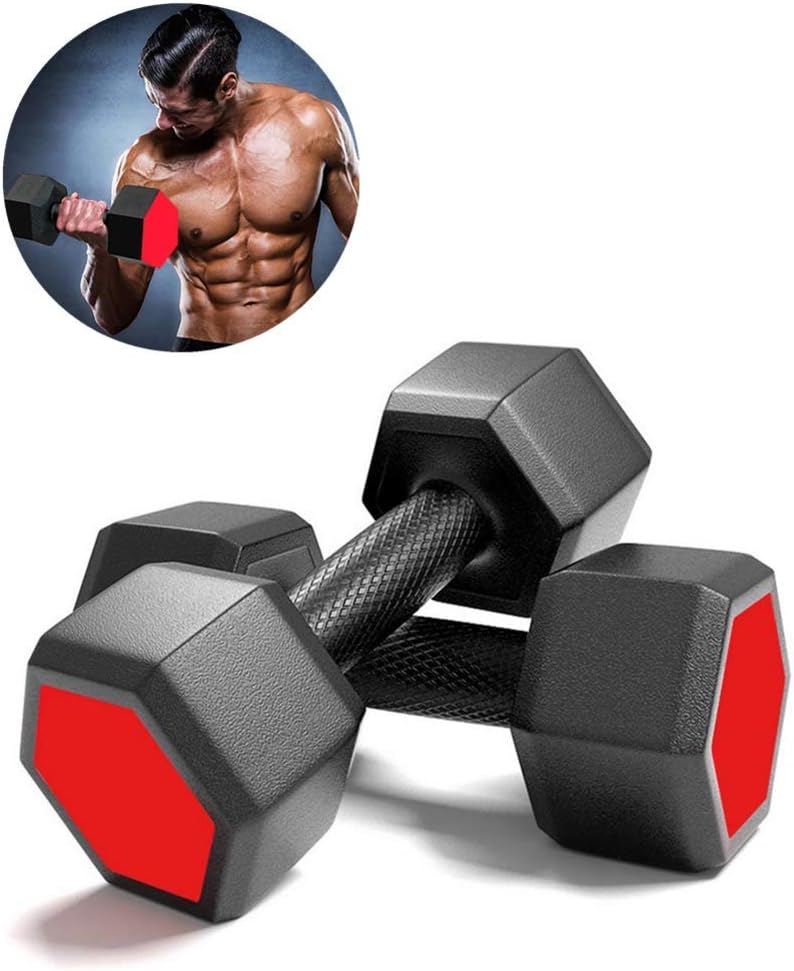 Dumbbell Weights, Pair of Hexagonal Dumbbells Set, Rubber-Coated Bump Resistant Home Fitness Equipment for Gym Home Exercise, Workout, Weight Loss, Body Building
