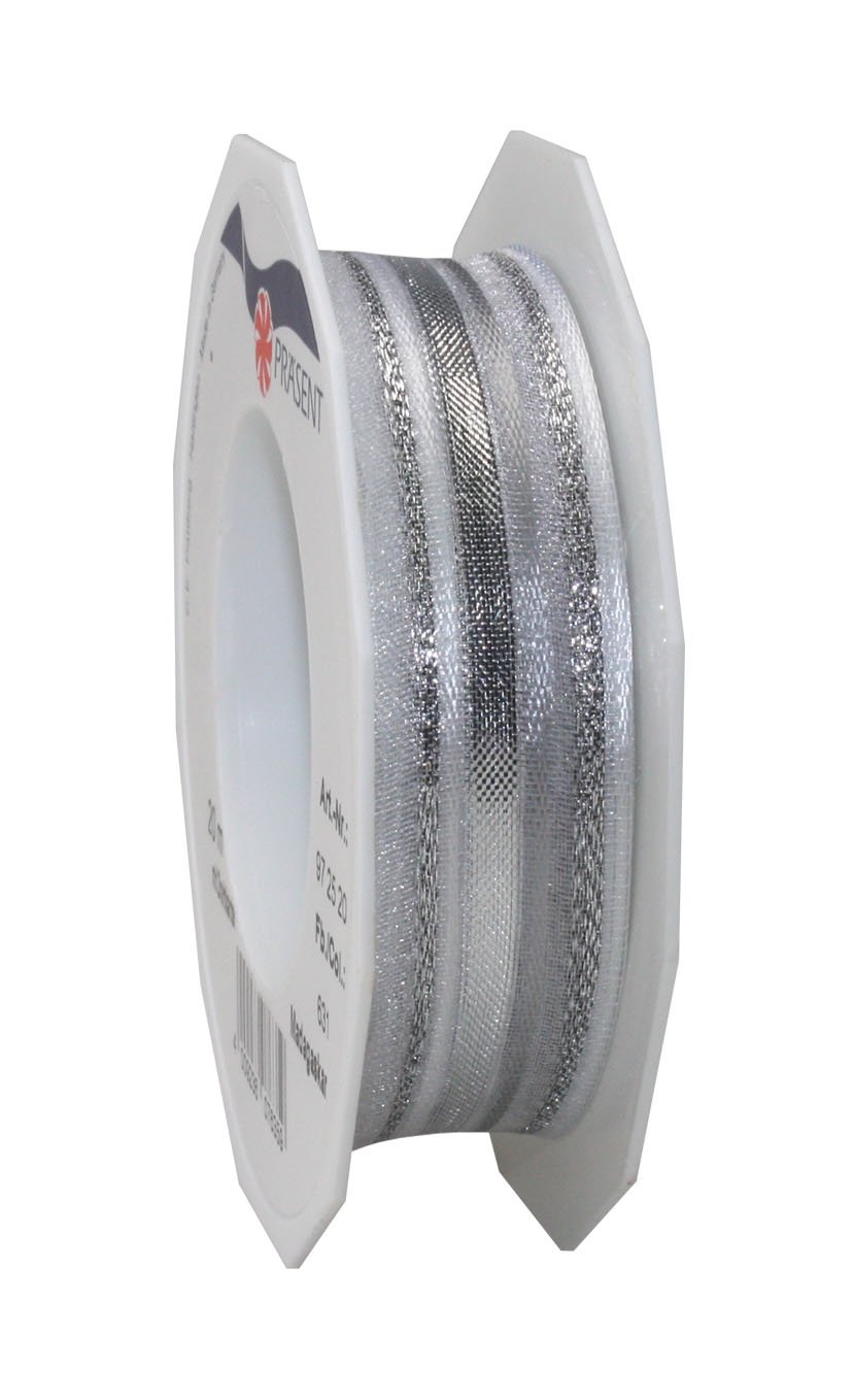 Präsent Madagaskar Ribbon, Polyester Silver, 11 x 11 x 3 cm
