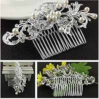 New Rhinestone Hair Clips,Dealzip Inc Elegant Women Lady Pearl Crystal Rhinestone Hair Comb Clip Wedding Bridal Attire Hair Accessories (Willow)